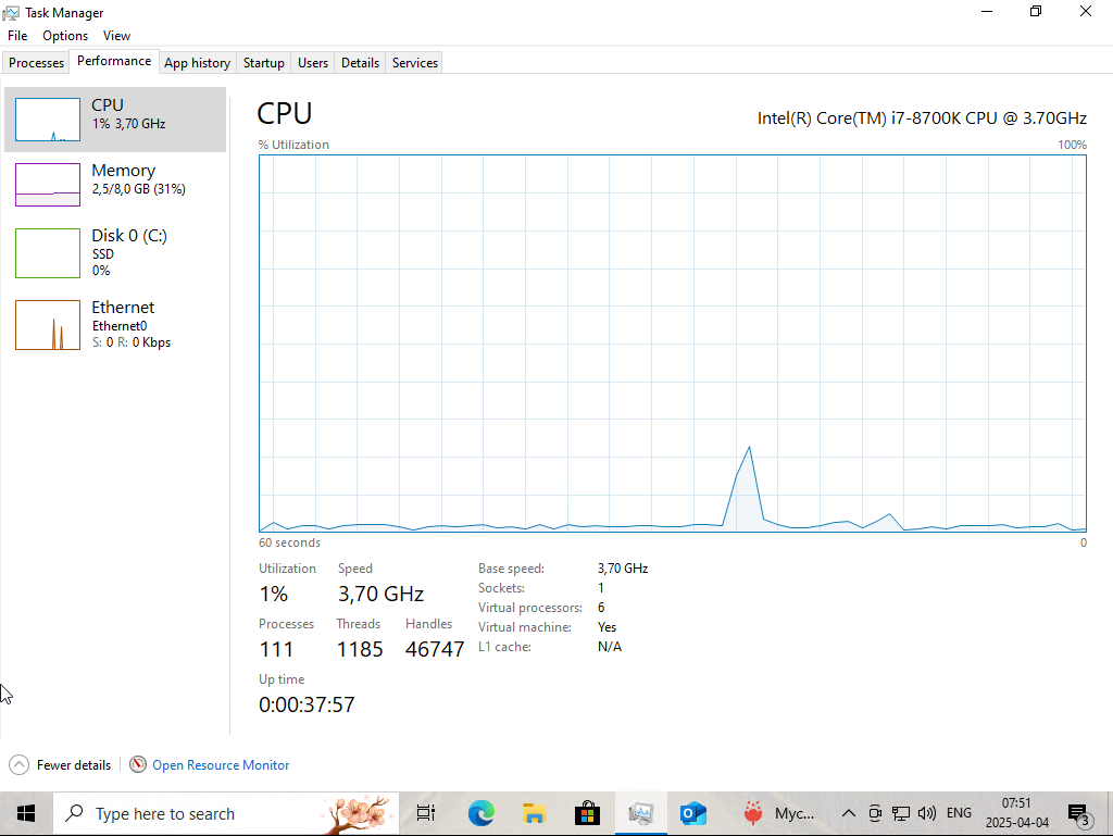 Stock Windows Task Manager showing high resource usage